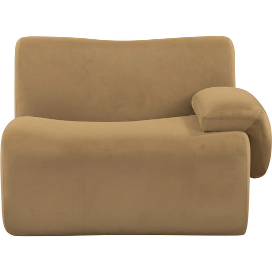 Zenith Performance Velvet Modular Corner Chair by TOV Furniture in brown. Made from fabric, plywood, rubberwood in a unique style.