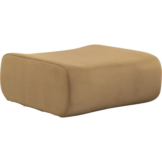 Zenith Latte Performance Velvet Ottoman by TOV Furniture in brown. Made from fabric, plywood, rubberwood in a unique style.