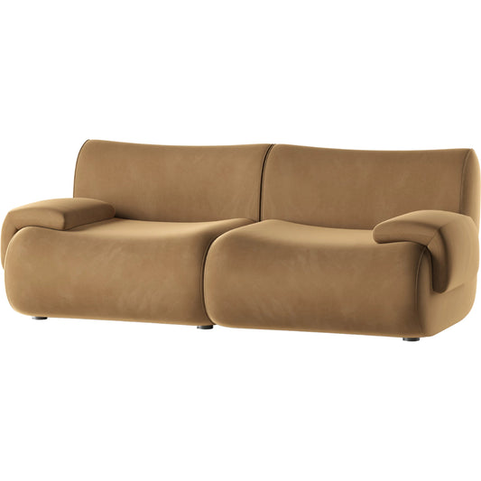 001 SI-2532724 | Primary Silo | Zenith Latte Performance Velvet Modular Loveseat by TOV Furniture in brown. Made from fabric, plywood, rubberwood in a unique style.