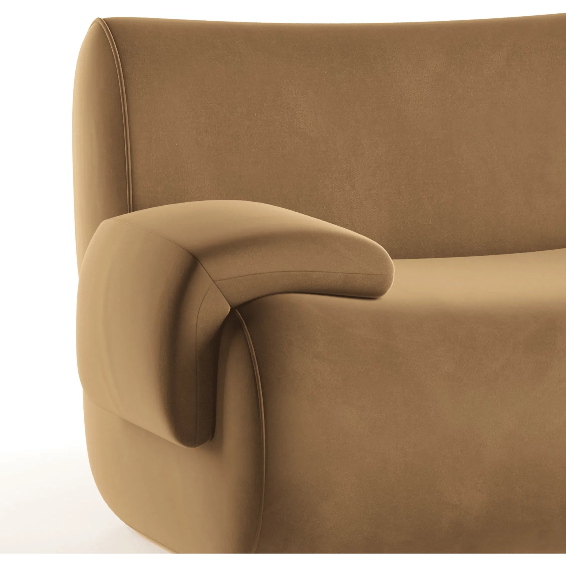 Zenith Latte Performance Velvet Modular Sofa by TOV Furniture in brown. Made from fabric, plywood, rubberwood in a unique style.