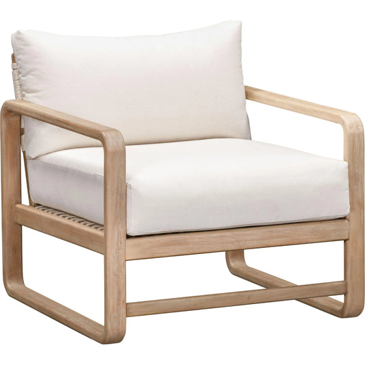 Palata Performance Outdoor Accent Chair by TOV Furniture in cream. Made from eucalyptus, fabric in a unique style.
