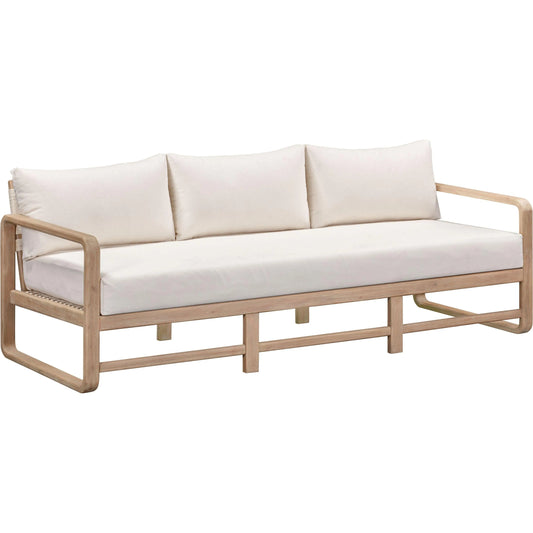 Palata Performance Outdoor Sofa by TOV Furniture in cream. Made from eucalyptus, fabric in a unique style.