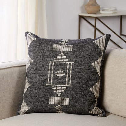 Renata REN02 Pillow by Jaipur Living in black, cream. Made from 100% cotton in a traditional style.