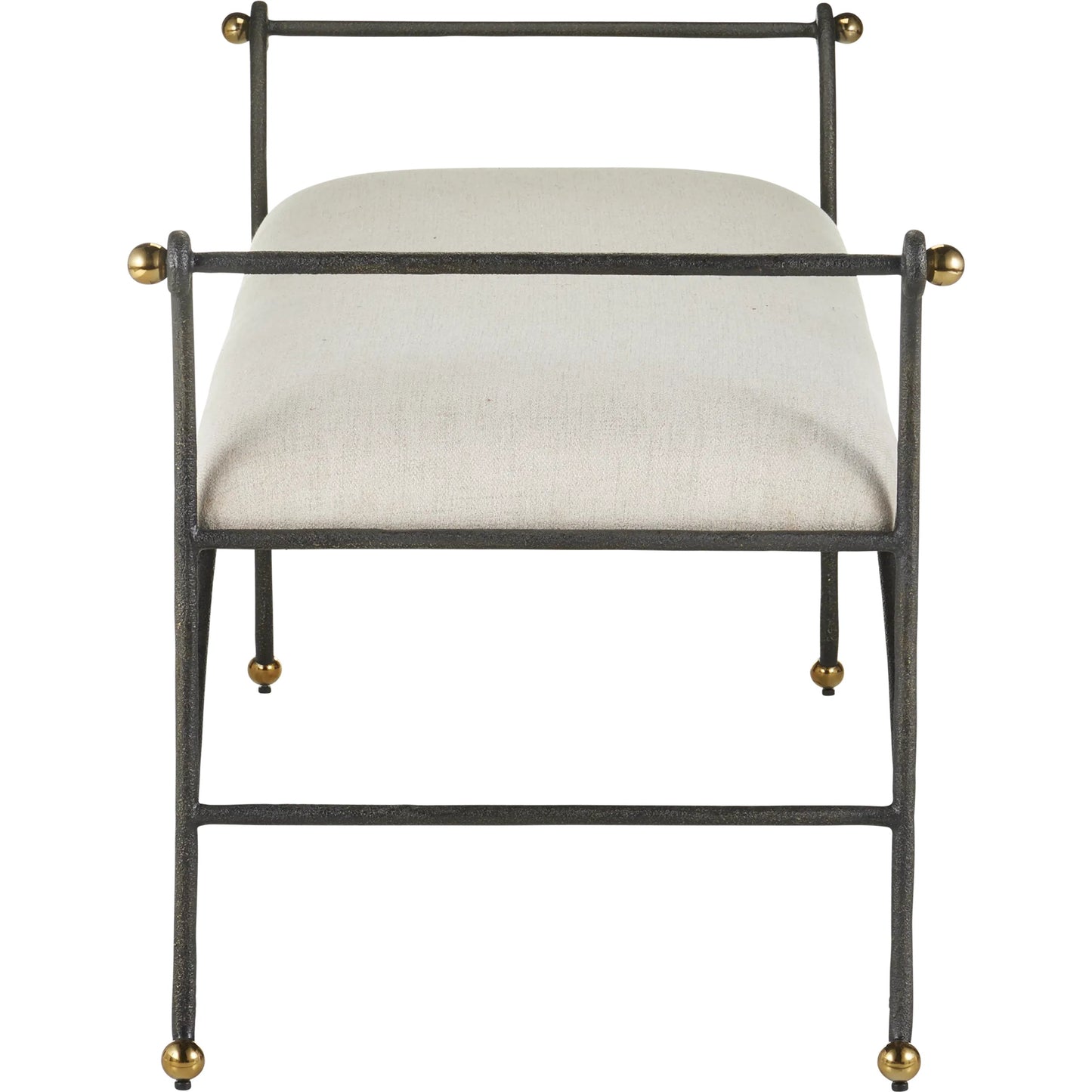 003 SI-2257392 | Additional Silo | Mabel Bench by Currey and Company in antique black, polished brass. Made from stee, stainless steel in a transitional style.