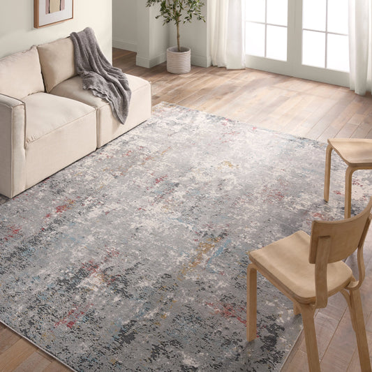 Requiem REQ02 Rug by Jaipur Living in gray, white. Made from 85% viscose 15% polyester in a unique style.