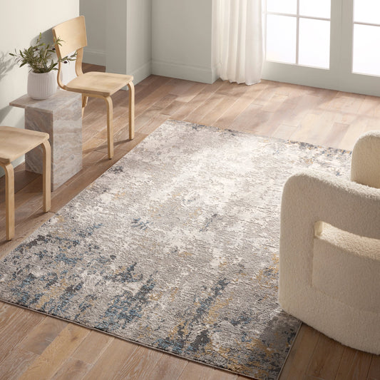 Requiem REQ03 Rug by Jaipur Living in silver, blue. Made from 50% polyester, 50% viscose in a unique style.