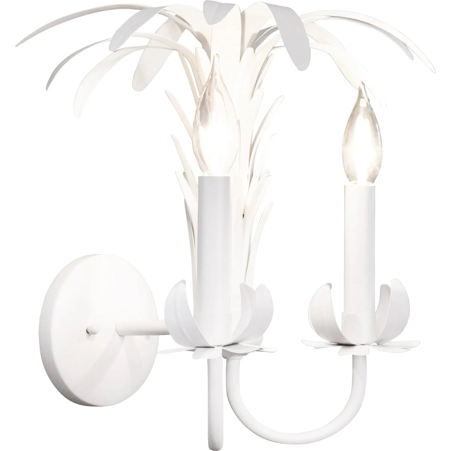 003 SI-2322982 | Additional Silo | Reseda Palm Spray Two Arm Tole Wall Sconce by Worlds Away in white. Made from unique in a unique style.
