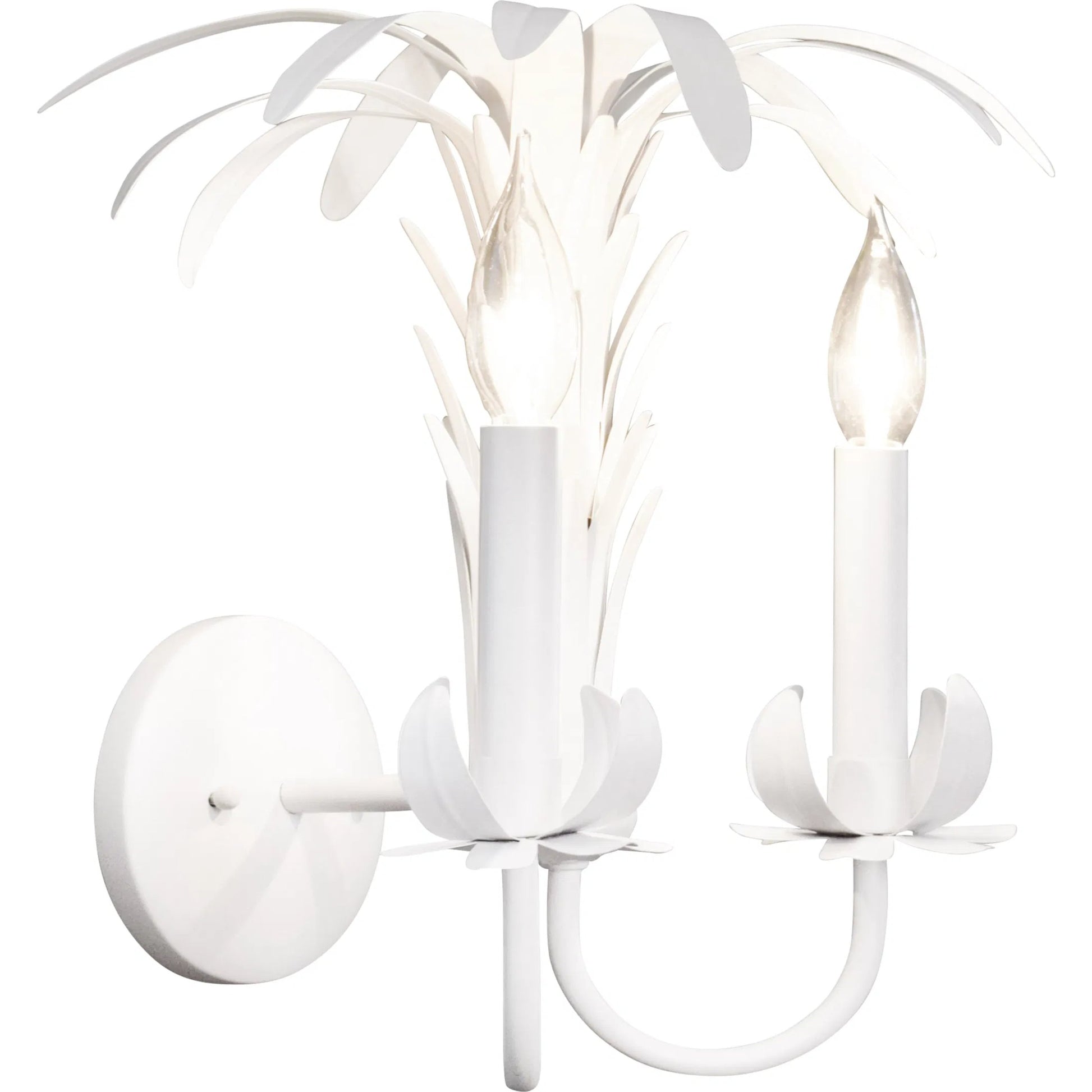 Reseda Palm Spray Two Arm Tole Wall Sconce by Worlds Away in white. Made from unique in a unique style.