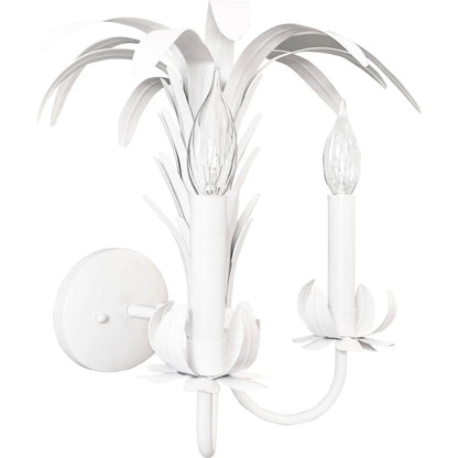 Reseda Palm Spray Two Arm Tole Wall Sconce by Worlds Away in white. Made from unique in a unique style.