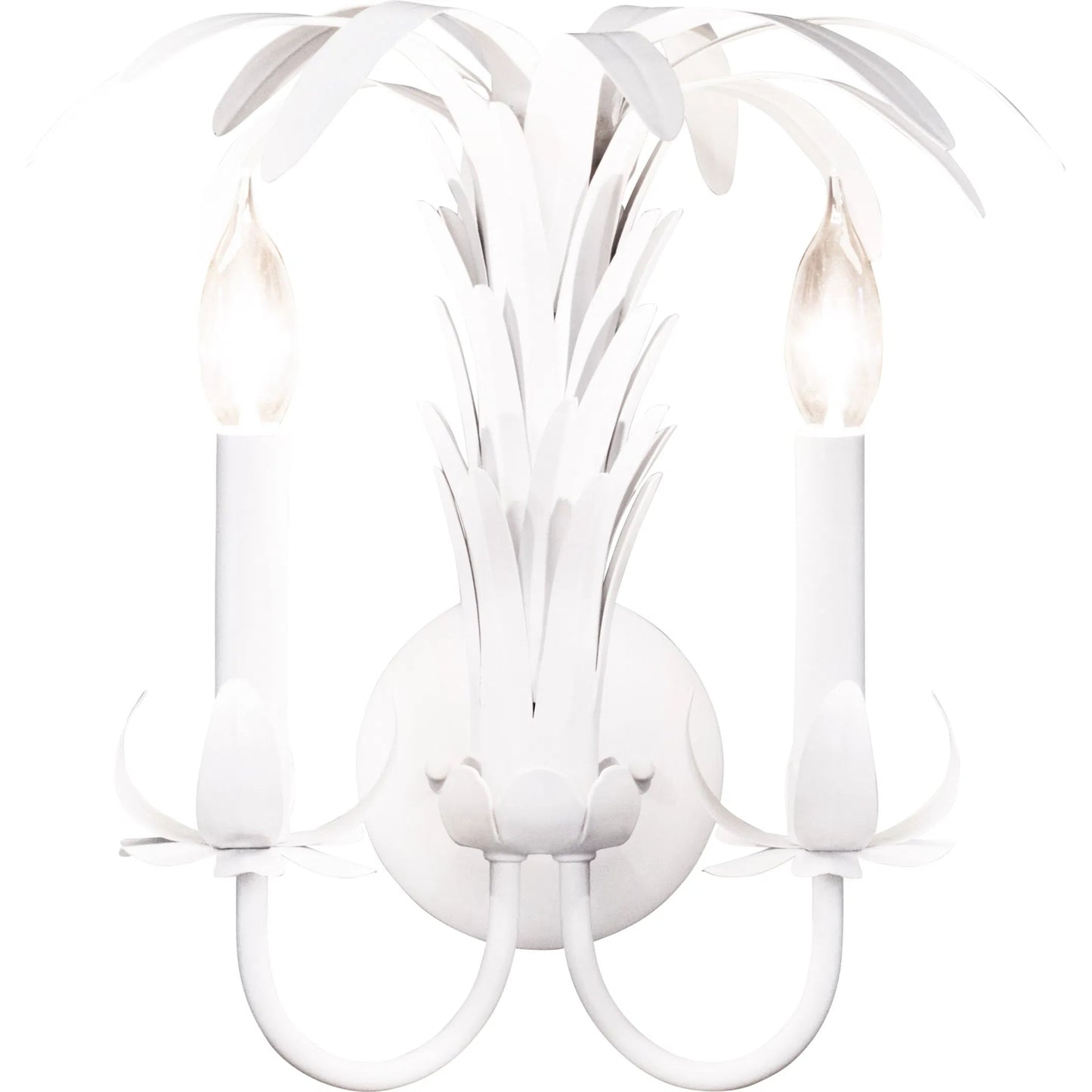 005 SI-2322982 | Additional Silo | Reseda Palm Spray Two Arm Tole Wall Sconce by Worlds Away in white. Made from unique in a unique style.