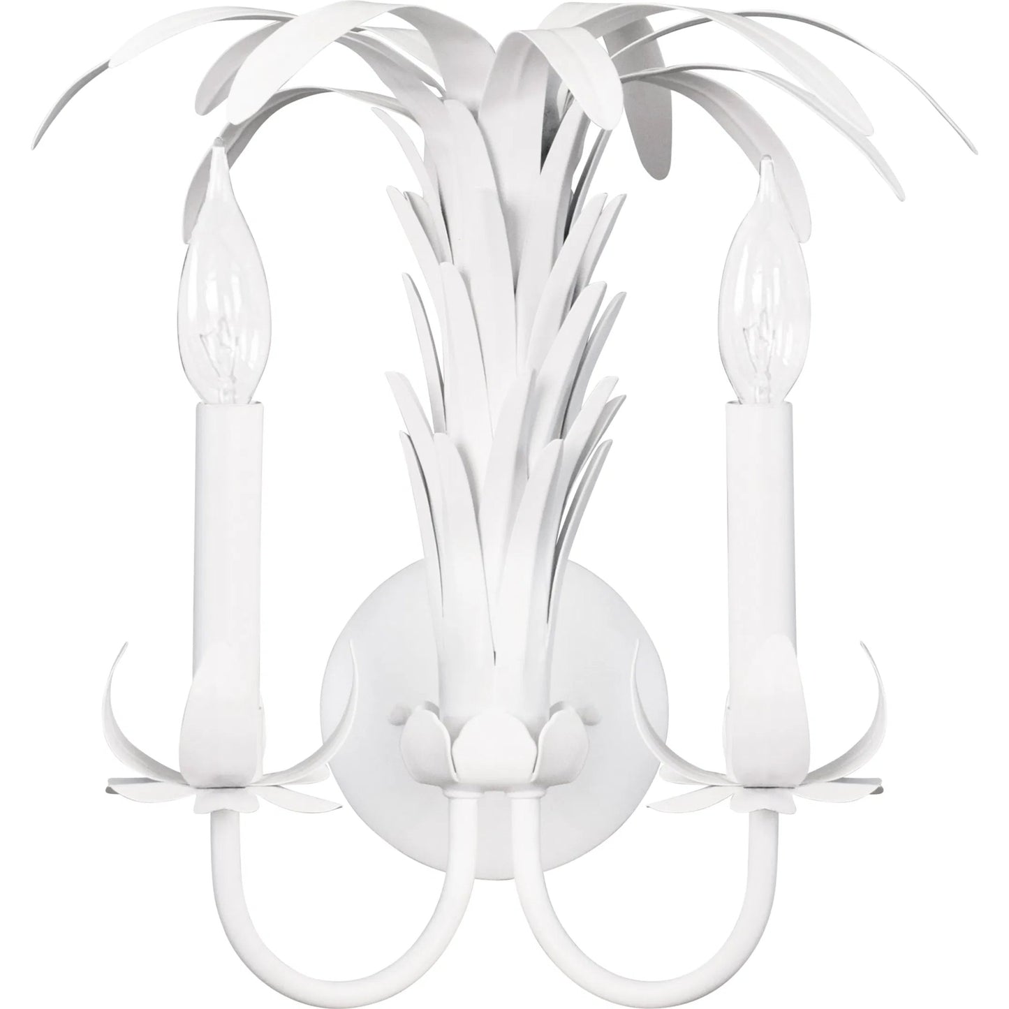 001 SI-2322982 | Primary Silo | Reseda Palm Spray Two Arm Tole Wall Sconce by Worlds Away in white. Made from unique in a unique style.
