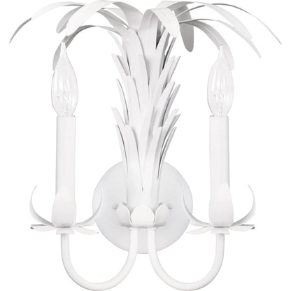 Reseda Palm Spray Two Arm Tole Wall Sconce by Worlds Away in white. Made from unique in a unique style.