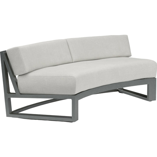 Redondo Outdoor Curved Sofa by Sunset West in slate. Made from aluminum in a modern style.