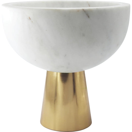 Reve White Marble Bowl by Worlds Away. Made from marble, brass in a unique style.