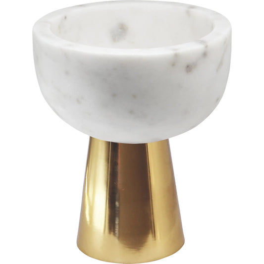 Reve White Marble Bowl by Worlds Away. Made from marble, brass in a unique style.
