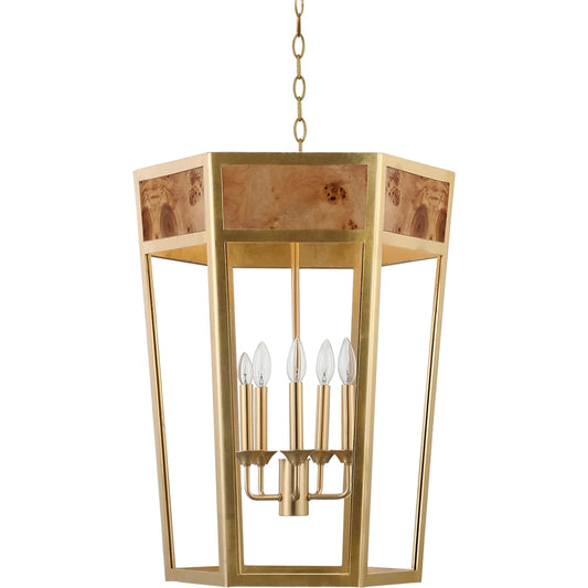 Reynolds 5-Light Hexagon Pendant by Worlds Away in gold. Made from unique in a modern style.