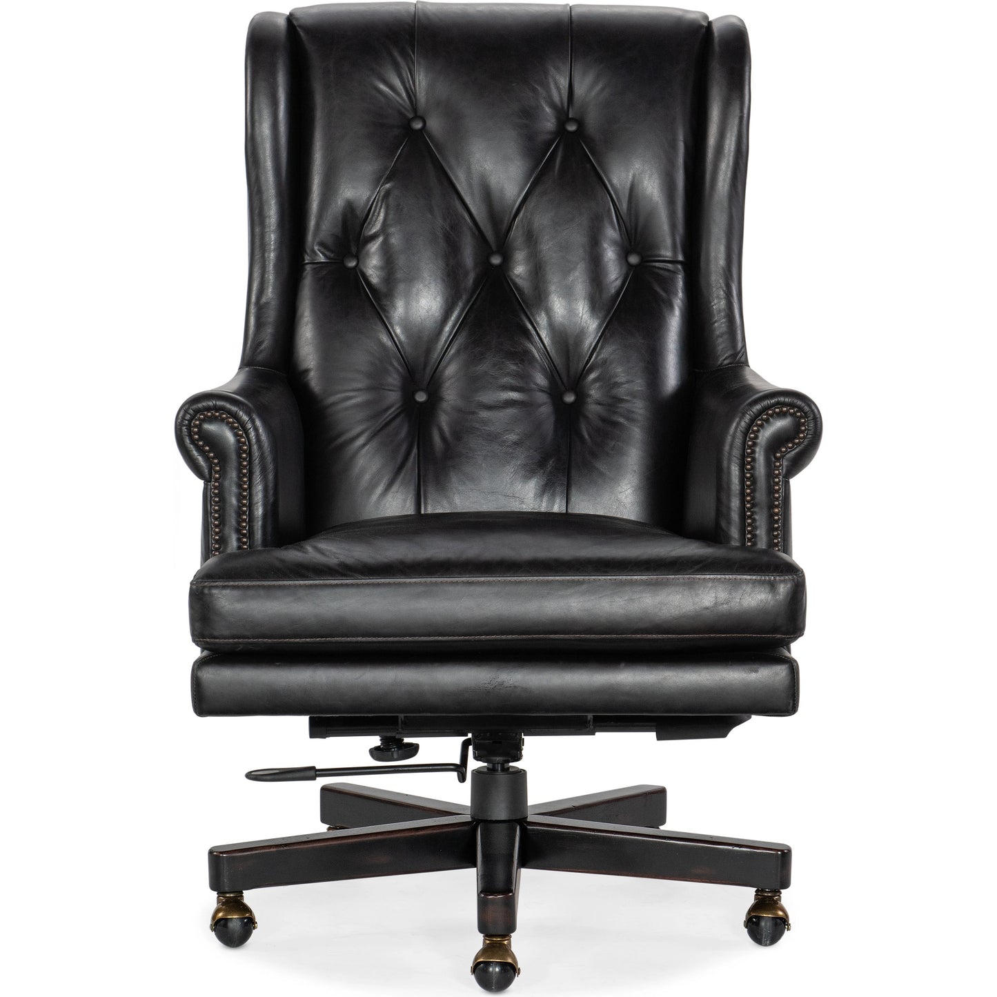 002 SI-2029067 | Additional Silo | Charleston Executive Swivel Tilt Chair by Hooker Furniture in old saddle black. Made from leather, old saddle black (aniline top grain) in a unique style.