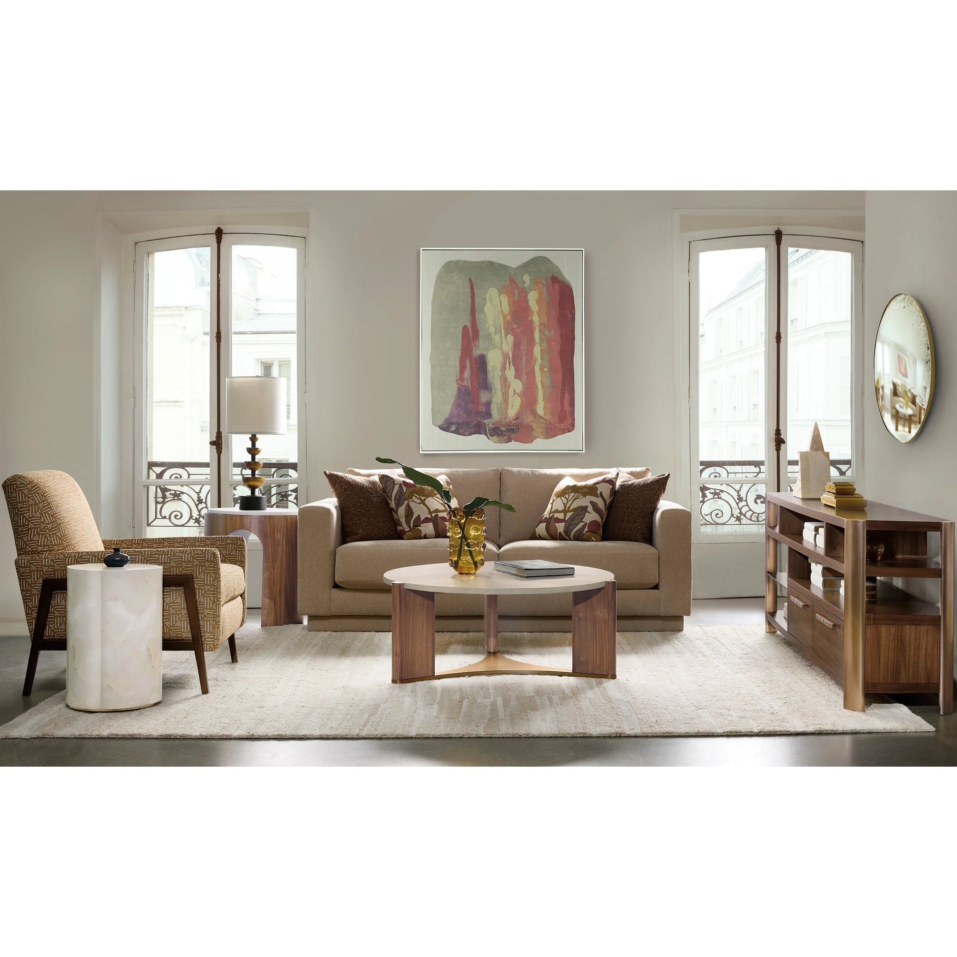 Eleana Round Accent Table by Hooker Furniture in faux onyx. Made from resin in a modern style.