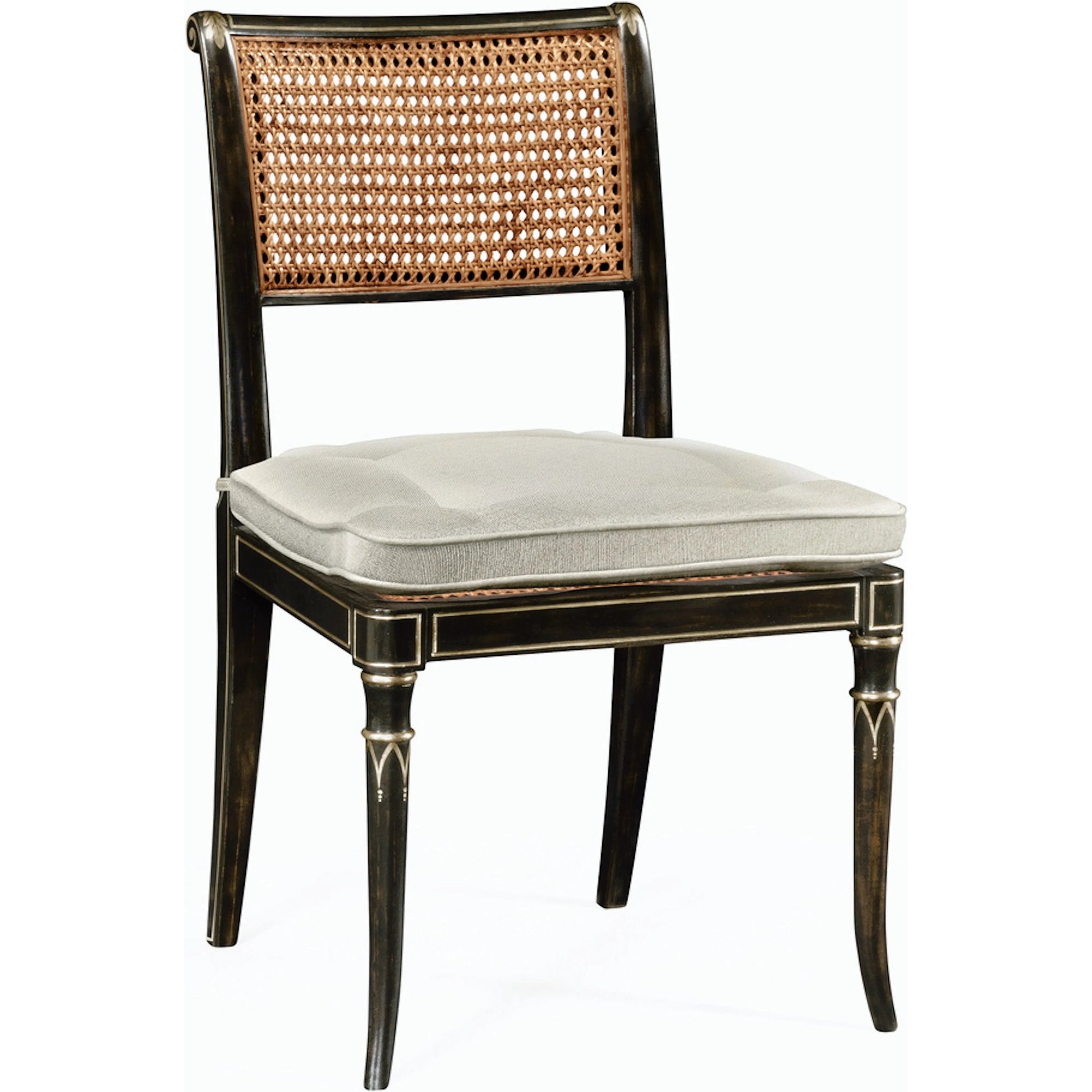 William Yeoward Linden Charcoal Wash Dining Side Chair by Jonathan Charles in charcoal wash. Made from acacia in a traditional style.