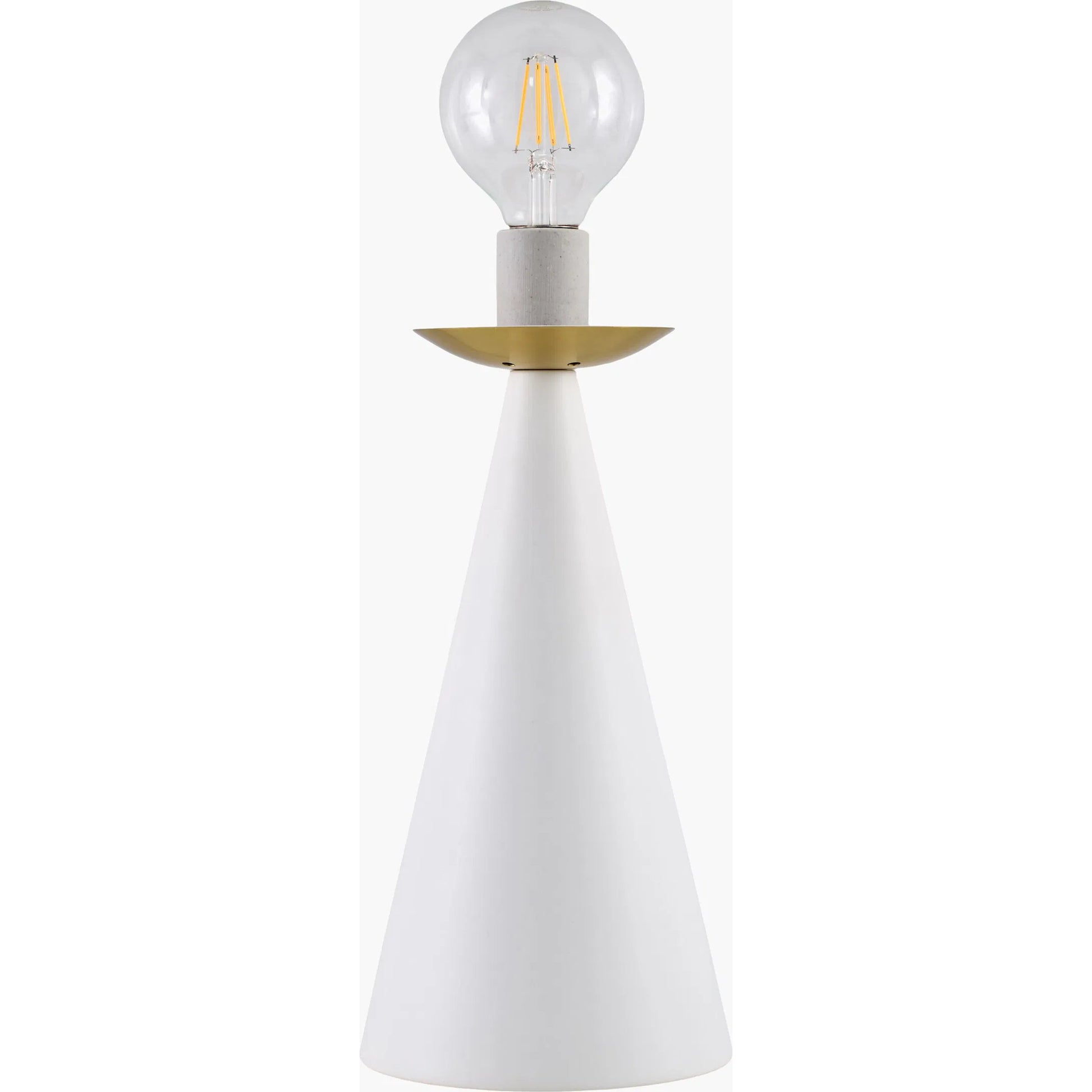 Rufus Accent Table Lamp by Livabliss in body: white; shade: white; cord: translucent and hand painted. Made from iron, glass in a modern style.