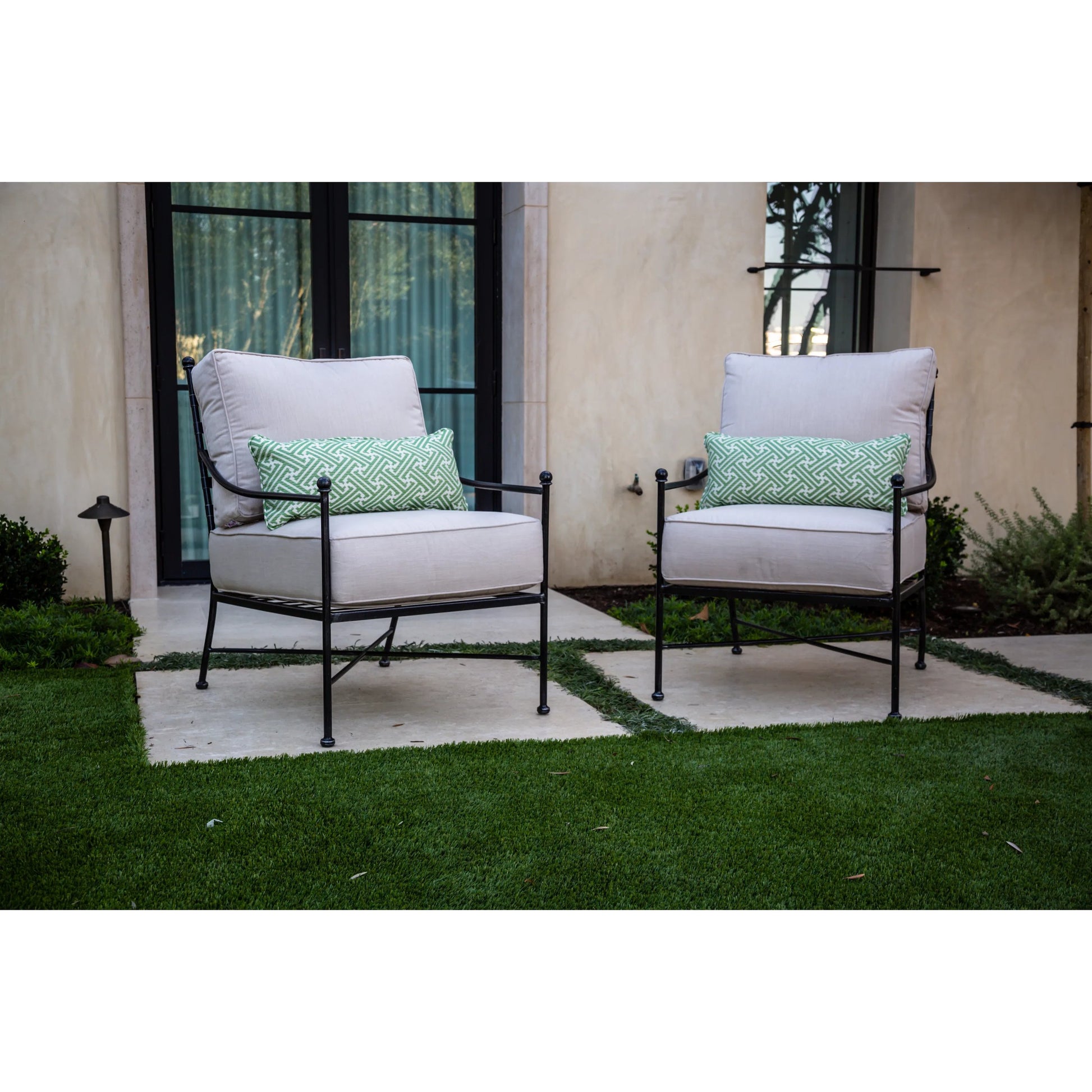 Provence Outdoor Club Chair by Sunset West in pewter. Made from wrought iron in a modern style.