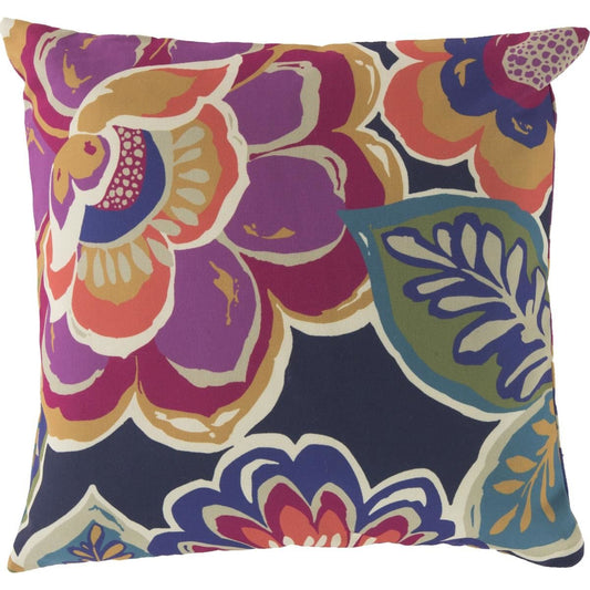 Rain Pillow - 9207 by Livabliss in magenta, iris, navy, teal, gold, coral, moss. Made from front: 100% polyester, back: 100% polyester in a traditional style.