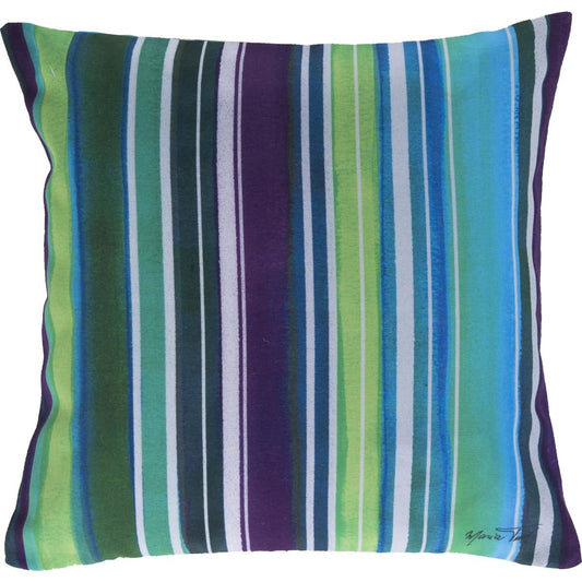 Rain Pillow - 29711 by Livabliss in teal, aqua, lime, iris, ivory. Made from front: 100% polyester, back: 100% polyester in a modern style.