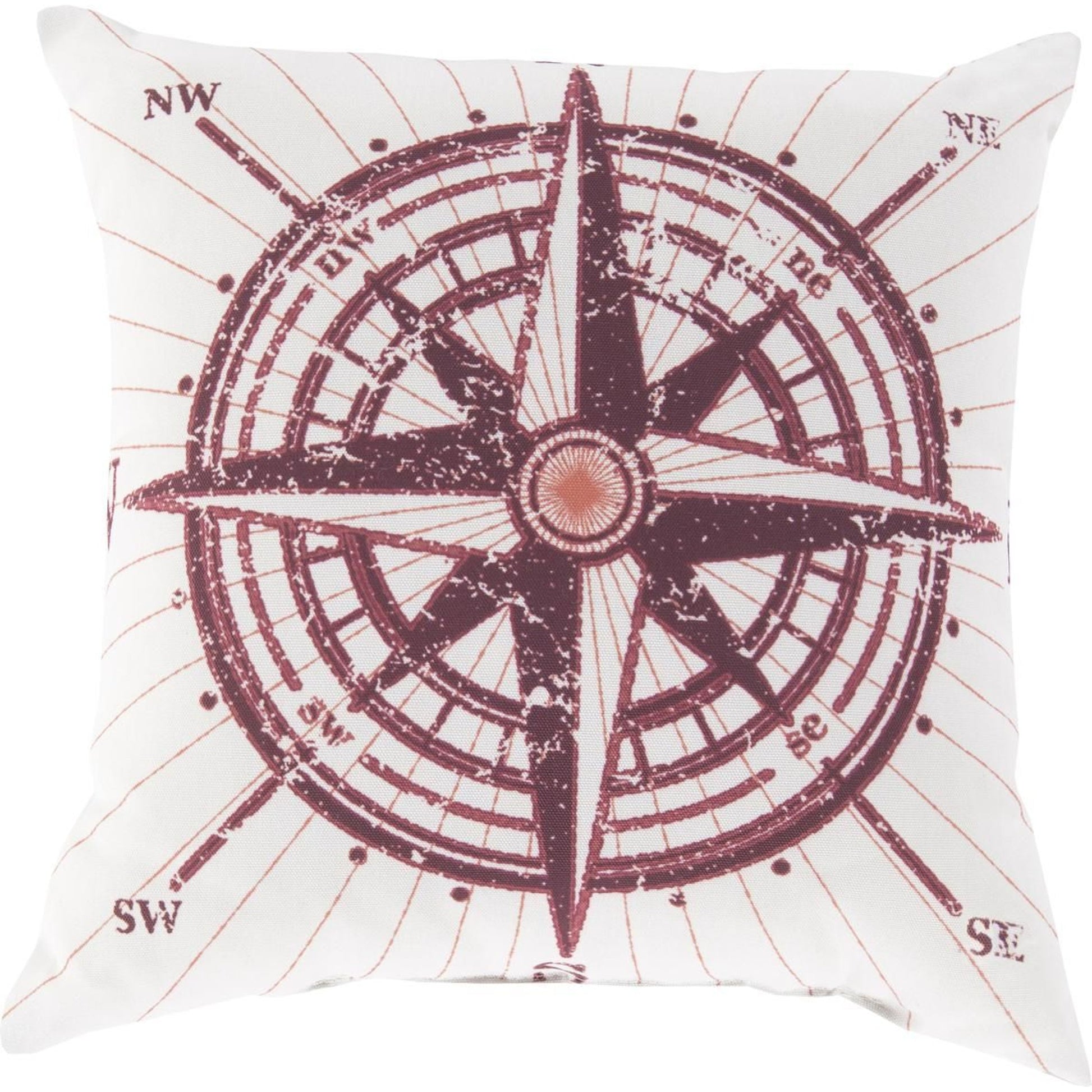 Rain Indoor/Outdoor Pillow by Livabliss in poppy, coral, ivory. Made from front: 100% polyester, back: 100% polyester in a coastal style.