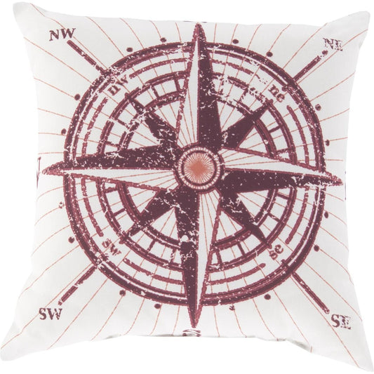 Rain Pillow - 29088 by Livabliss in poppy, coral, ivory. Made from front: 100% polyester, back: 100% polyester in a coastal style.