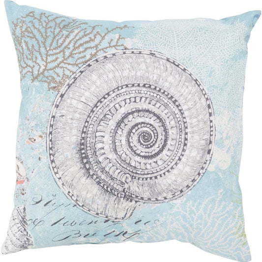 Rain Pillow - 16599 by Livabliss in teal, charcoal, ivory, light gray, mocha. Made from front: 100% polyester, back: 100% polyester in a coastal style.