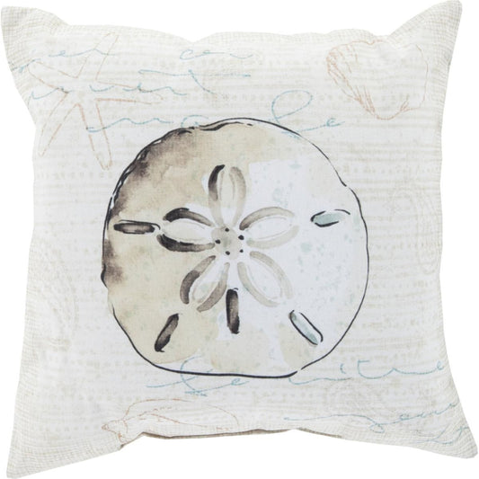 Rain Pillow - 10833 by Livabliss in moss, beige, ivory, peach, teal, olive, black. Made from front: 100% polyester, back: 100% polyester in a coastal style.