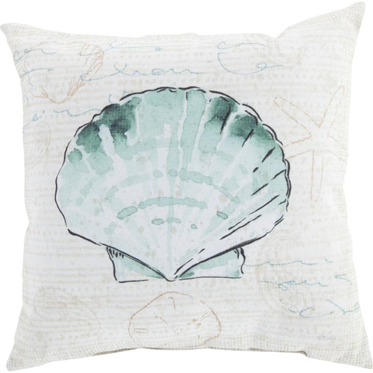 Rain Pillow - 8770 by Livabliss in mint, sea foam, beige, ivory, peach, teal, black. Made from front: 100% polyester, back: 100% polyester in a coastal style.