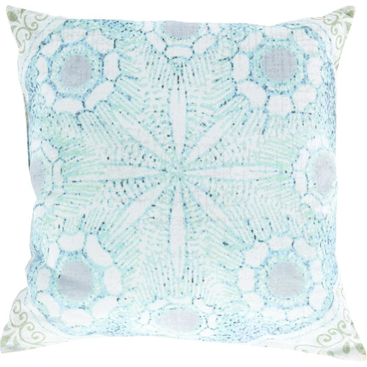 Rain Pillow - 15488 by Livabliss in mint, sky blue, ivory, gray, moss, black. Made from front: 100% polyester, back: 100% polyester in a eclectic & global style.