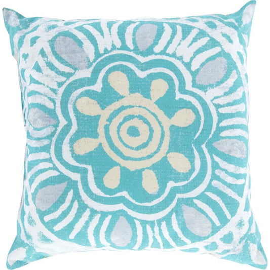 Rain Pillow - 14092 by Livabliss in aqua, ivory, beige, light gray. Made from front: 100% polyester, back: 100% polyester in a modern style.