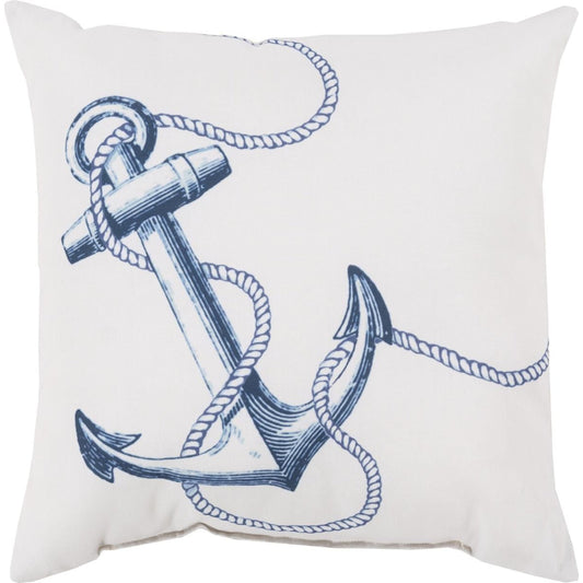 Rain Pillow - 19761 by Livabliss in ivory, cobalt, sky blue. Made from front: 100% polyester, back: 100% polyester in a coastal style.