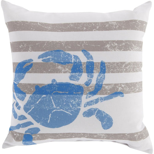 Rain Pillow - 21405 by Livabliss in light gray, sky blue, moss, cobalt. Made from front: 100% polyester, back: 100% polyester in a coastal style.