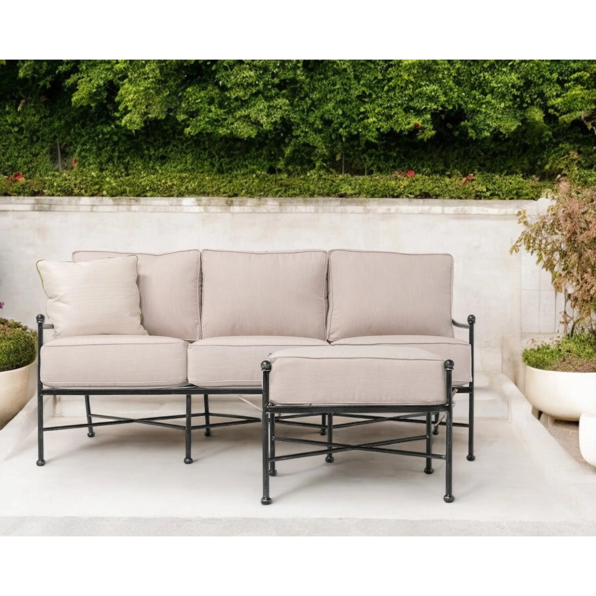 Provence Outdoor Sofa by Sunset West. Made from wrought iron in a modern style.