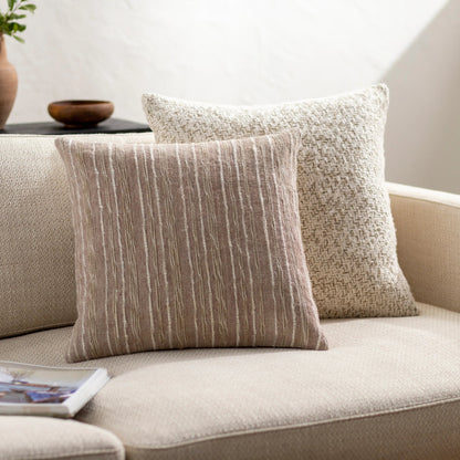 Ragnar Pillow - 481559 by Surya in beige, sandstone, ivory. Made from front: 75% linen, 25% viscose, back: 100% cotton in a modern style.