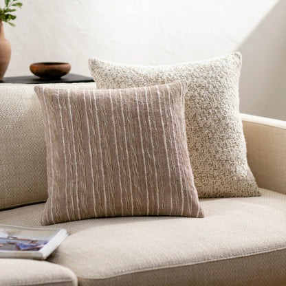 Ragnar Pillow - 481559 by Surya in beige, sandstone, ivory. Made from front: 75% linen, 25% viscose, back: 100% cotton in a modern style.