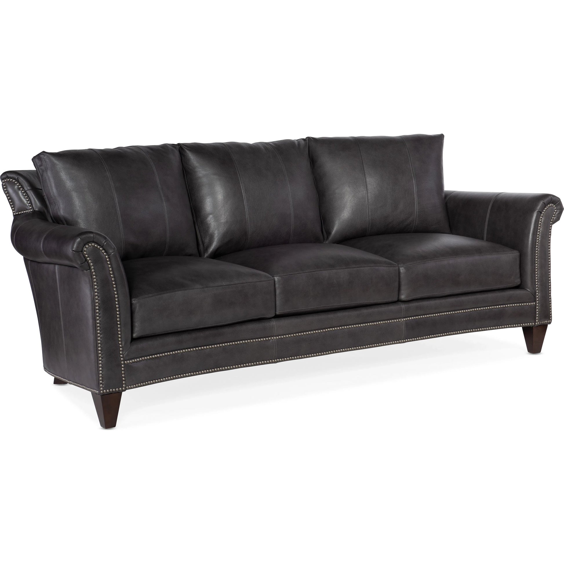 Richardson Stationary Sofa by Bradington-Young by Hooker Furniture. Made from 100% leather in a unique style.