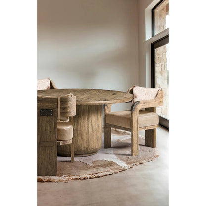 Stone Ridge Leather Arm Chair by Jonathan Charles in tully light acacia. Made from acacia in a cottage & farmhouse style.