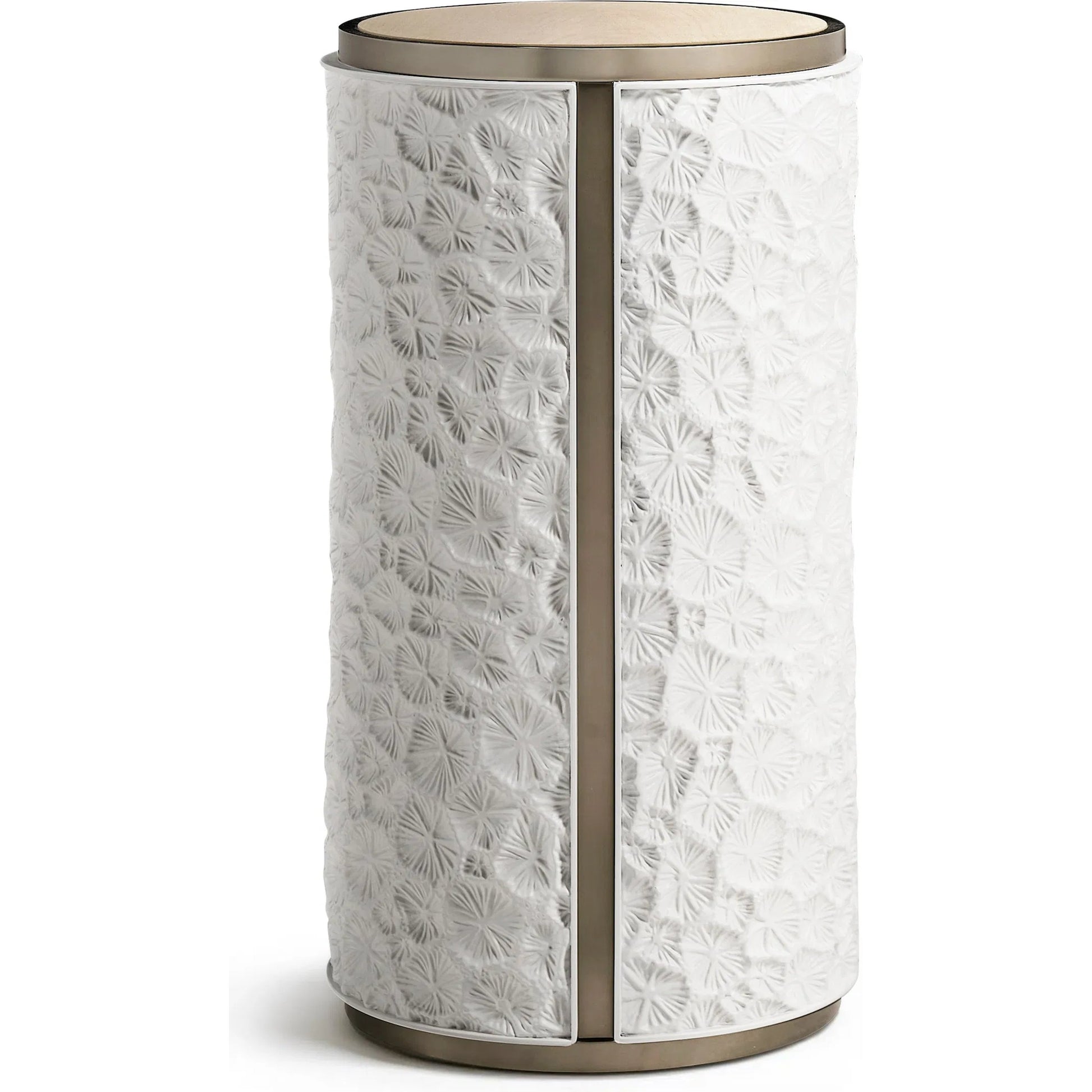 Pelagic Accent Table by Jonathan Charles in white washed oak. Made from main oak veneer in a unique style.
