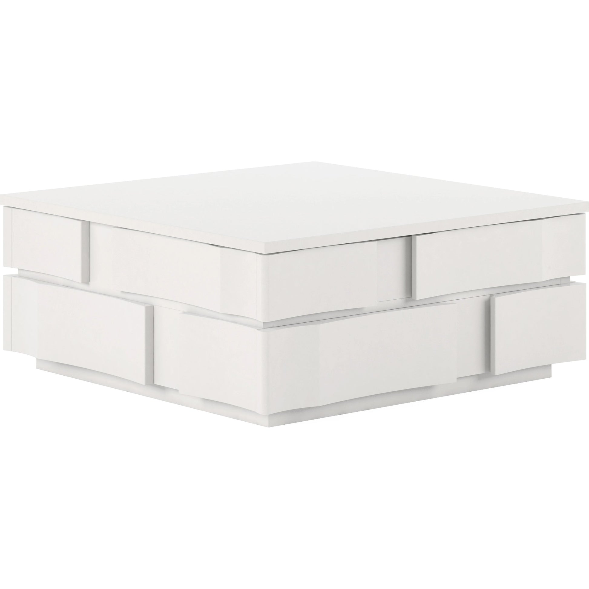 Portico Square Cocktail Table by A.R.T. Furniture in stucco white. Made from parawood solids, resin in a modern style.