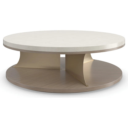 Braces Cocktail Table by Caracole in ivory, gold and ivory craze, dry martini, brushed gold. Made from poplar, koto in a transitional style.