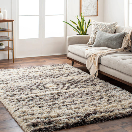 Rhapsody Rug - 16226 by Livabliss in cream, gray, charcoal, dark brown. Made from 40% polyester, 40% wool in a unique style.