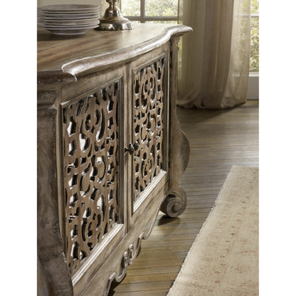 Chatelet Buffet by Hooker Furniture in caramel froth, paris vintage. Made from pecan veneers, resin, solid-wood edge top in a traditional style.