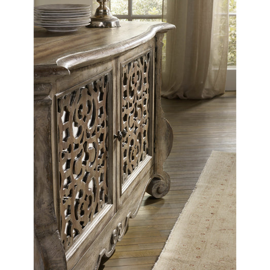 Chatelet Buffet by Hooker Furniture in caramel froth, paris vintage. Made from pecan veneers, resin, solid-wood edge top in a traditional style.