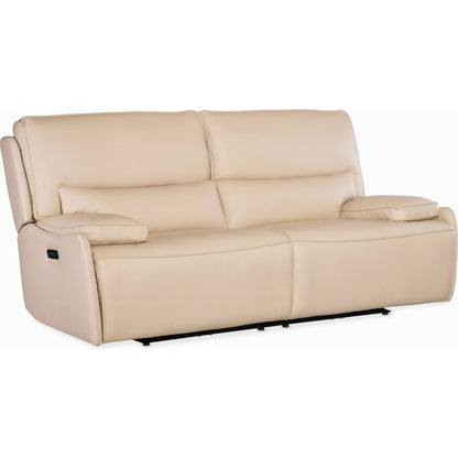 Kramer Zero Gravity Power Sofa w/ Power Headrest by Hooker Furniture. Made from leather in a modern style.