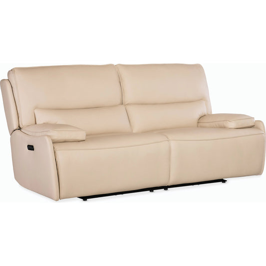 Kramer Zero Gravity Power Sofa w/ Power Headrest by Hooker Furniture. Made from leather in a modern style.