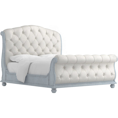 Summer Creek Sleigh Bed by A.R.T. Furniture in white and shutter blue. Made from unique in a traditional style.